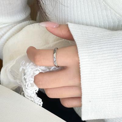 Minimalistischer 3D Geometrischer Diamant Wellen Offener Partnerring