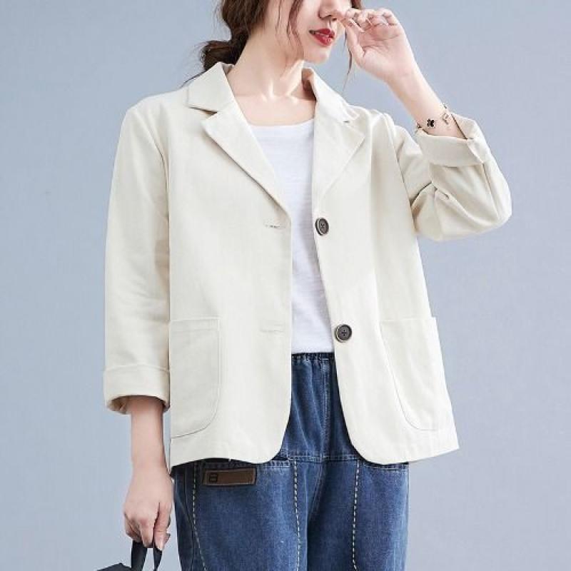 Plus-size Suit Plaid Jacket Autumn Winter Fashion Casual Loose Thicken Slim Long-sleeved Outwear Women's All-match Coat M-3XL