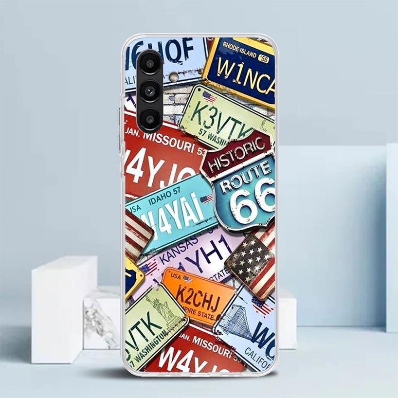 America Route 66 Cover for Samsung Galaxy A17 A37 A57 A16 A26 A36 A56 A15 A14 A55 Phone Case A13 A53 A25 A35 A24 A34 A23 A33 Gal