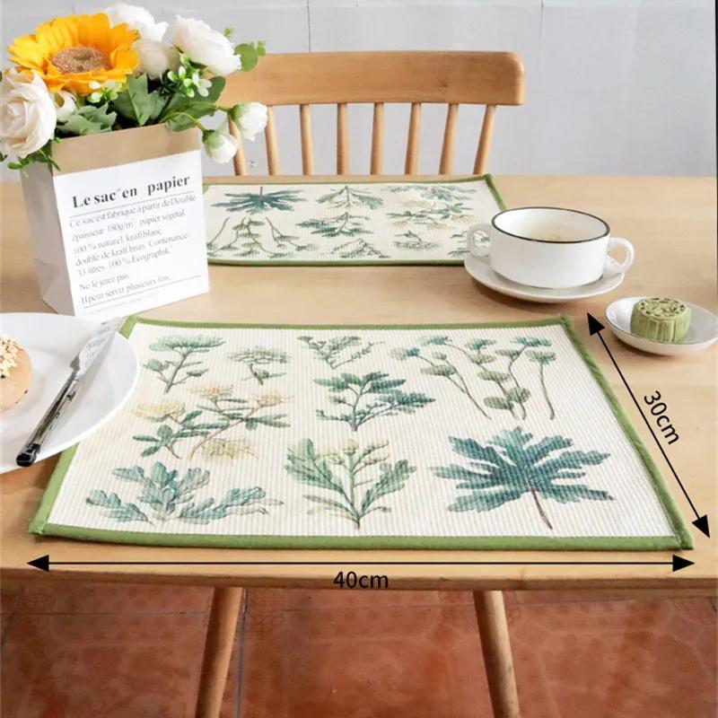 1Pc 30x40cm Rectangle Thicken Cotton Woven Flower Printed Dining Table Mat Insulation Pad Home Kitchen Placemat