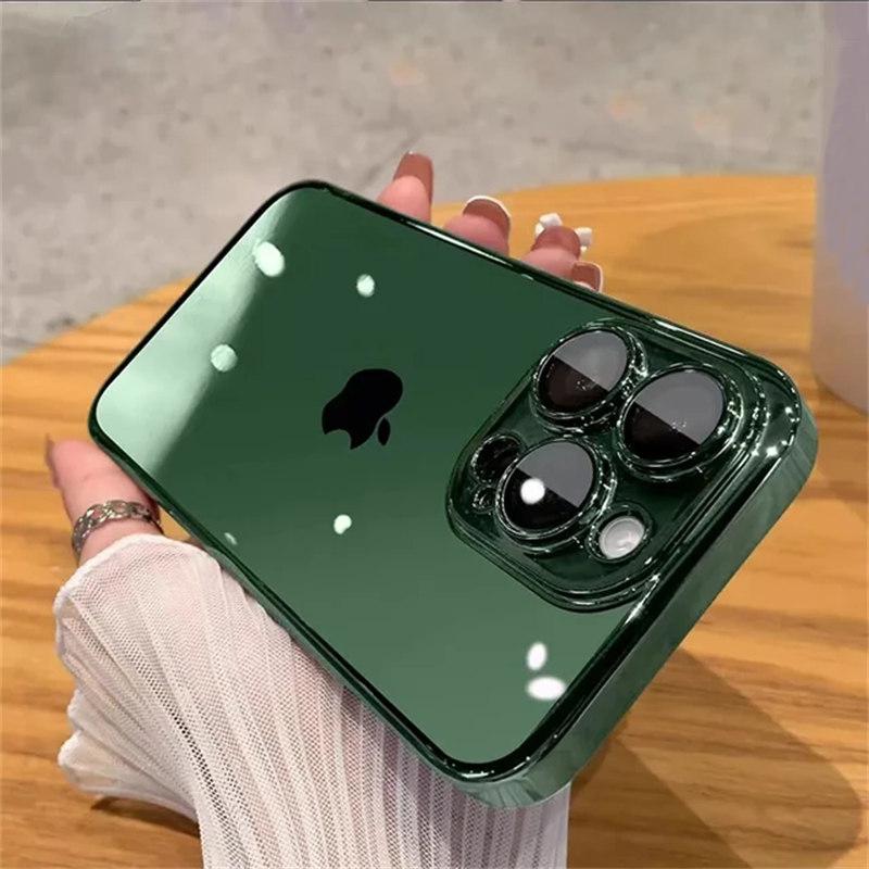 

Прозорі силіконові протиударні чохли для телефонів для iPhone 15 14 13 12 11 Pro Max Plus Прозорі аксесуари для чохлів-бамперів iPhone 11 зелений