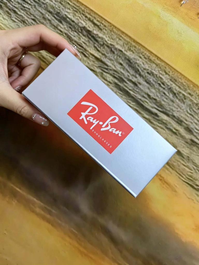 RAYBAN Leather Sunglasses Case Full Set, Portable Shockproof Eyeglass Storage Box with Box, Cleaning Cloth