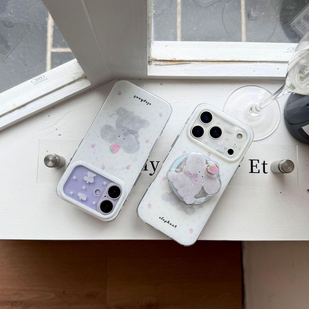 Strawberry Elephant iPhone 16/15/14 Pro Max Magnetic Case with Double Layer and Bracket