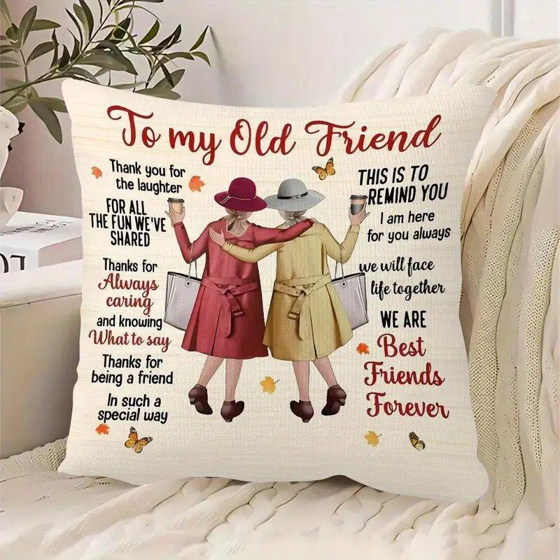 Best Friends Pillowcase Holiday Joy Single Sided Print Decorative Cushion Cover Home Throw Pillow Cover