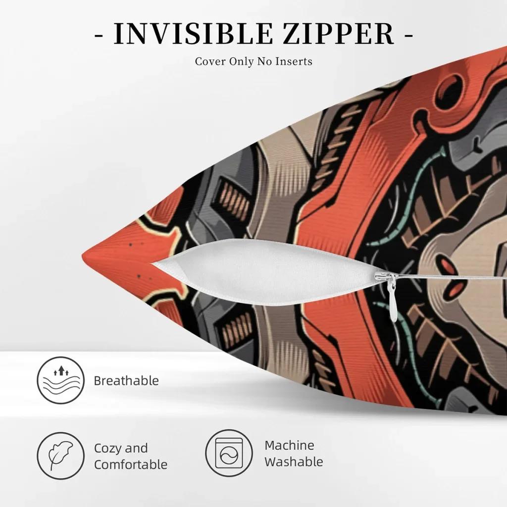 Oni Mecha Japanese Oni Polyester Cushion Cover For Sofa Chair Decorative Soft Pillow Cover Pillow Covers Decorative