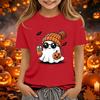 Kids Halloween Print Short Sleeve T-Shirt Round Neck Loose Fit Casual Tee for Boys Girls