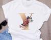 Custom Name Letter Combination Women S High Quality Printing T Shirt Flower Letter Font A B