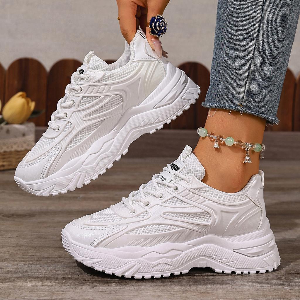 White Sneakers Women  New Leather Chunky Sneakers Women's Sports Shoes Thick Tennis Vulcanized Shoes Basket Platform Shoes