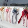 1pc Wedding Car Flowers Vintage Style Rearview Mirror Bow Artificial Flower for Bridal Fleet Door Handle Chair Back Decoration