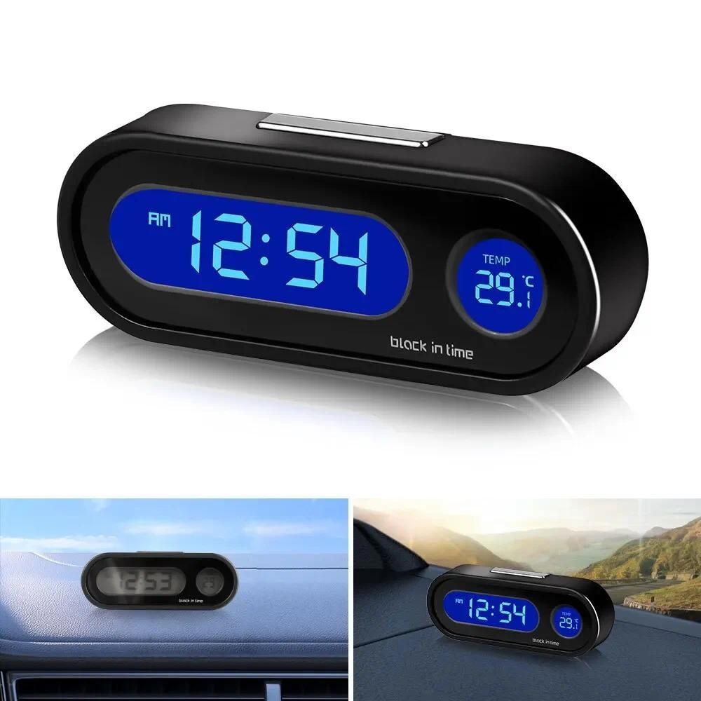 Digital Car Clock Thermometer LCD Display Auto Brightness Sensor Dashboard Timer