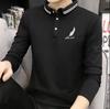 Pure Color Polo Shirt Men's Lapel Collar Long Sleeve T-Shirt Casual Fitness Top
