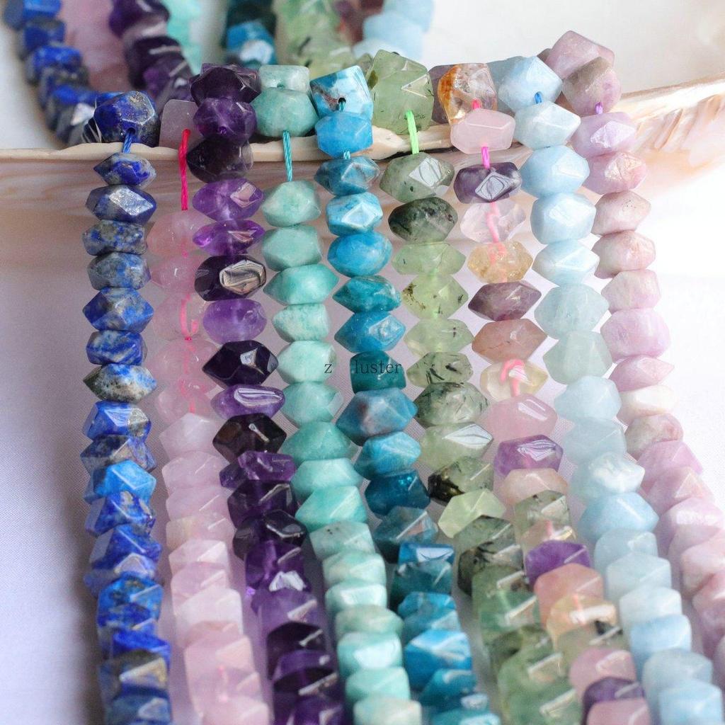 Contas Espaçadoras de Cristal Irregular Lápis Lazúli e Ametista para DIY