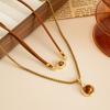 Maillard Style Tiger Eye Stone Pendant Y-shaped Thin Chain Sweater Necklace Women's Fashion Adjustable Rope Chain Daily Jewelry
