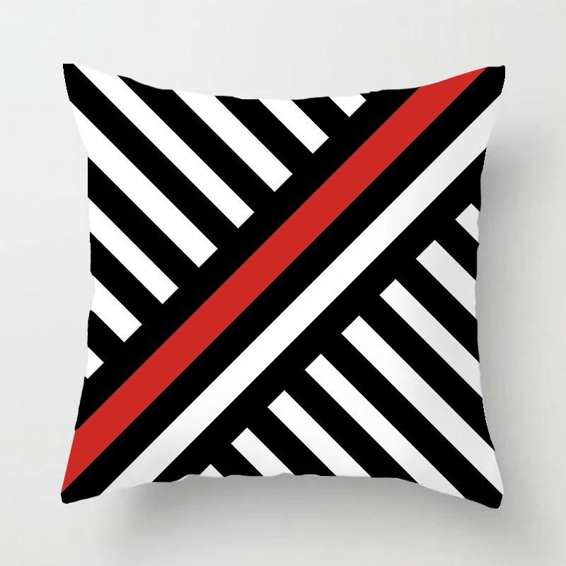 Black and Red Geometric Decorative Pillowcases Living Room Office Home Pillowcases Car Ornaments