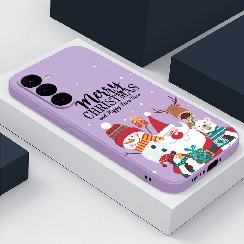 

Мягкий рождественский чехол для телефона Samsung S24 S23 S22 S21 Plus Note 20 Ultra A54 A34 A13 A71 S10 Силиконовый противоударный чехол из ТПУ с Санта-Клаусом с веревкой Samsung S20 FE фиолетовый