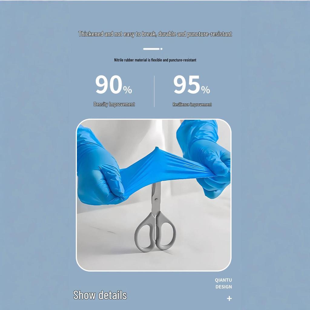 Food Grade Durable Nitrile Gloves - Waterproof, Latex-Free, for Kitchen Cleaning & Dishwashing