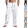 2026 Men's Casual Breathable Cotton Linen Trousers - Solid Color, Four Seasons Straight, Loose Fit Sweatpants