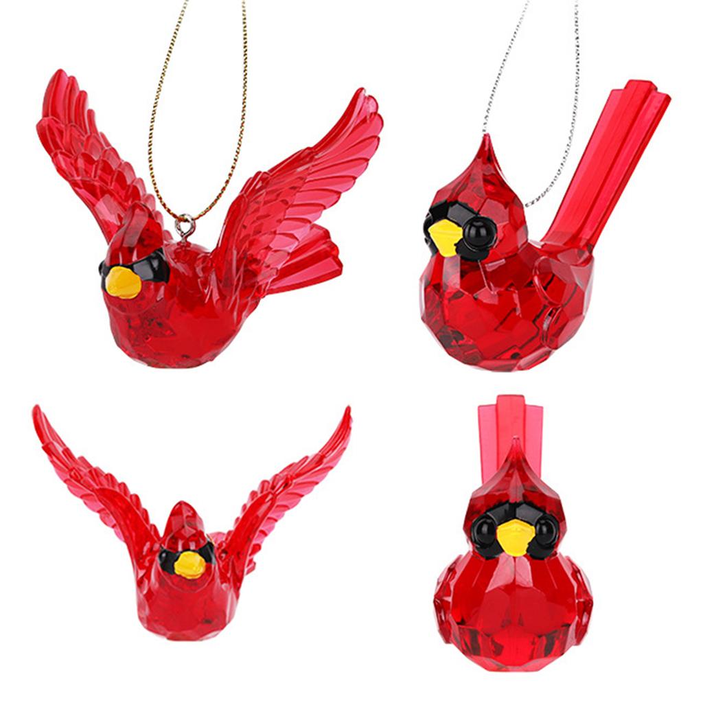 Christmas Red Bird Model Ornaments Christmas Tree Durable Acrylic Hanging Pendant for Wedding Holiday Home Party