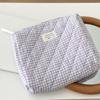 Women Checkered Makeup Bag Fashion Sweet Cotton Makeup Brushes Storage Bag Soft Fabric Organizer Pouch Cute Travel Toiletry Bag