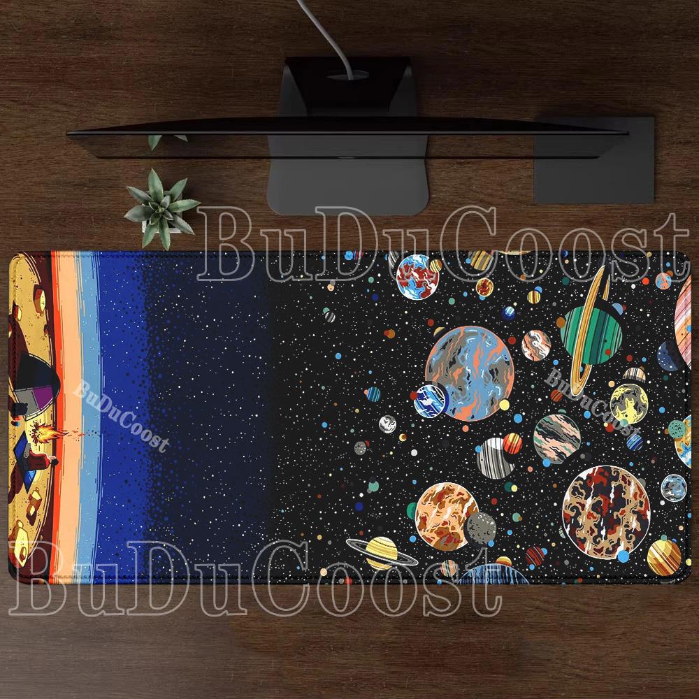 cartoon Universe Space Solar System Mouse Pad XXL Anime Gamer HD print Mousepad PC Gaming offices overlock Keyboard XXL Desk Mat
