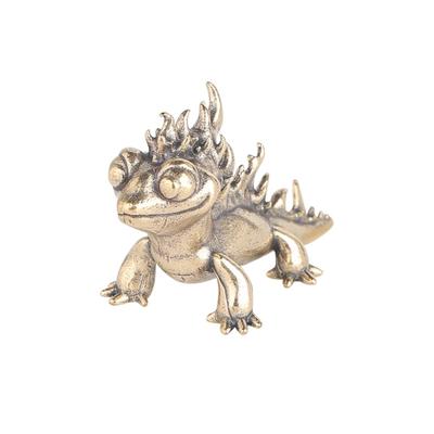 Brass Dinosaur Ornament Or Living Room Miniature Dragon Desktop Trinket Antique Small Artefact Handheld Decorative Piece