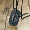Vnox Personalized The Bible Cross Dog Tag Necklaces for Men Women, Black Stainless Steel Custom Prayer Christian Jewelry
