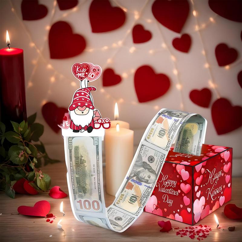 Valentine's Day Money Box Love And Gnomes Theme Valentine's Day Money Draw Box Reusable Paper Valentine's Day Money Pull Box For