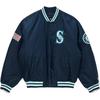 New Era FW25 MLB Authentic Stadium Jacket Series Seattle Mariners Loose Short Single-Breasted Casual Simple Long Sleeve Baseball Jacket 14742058