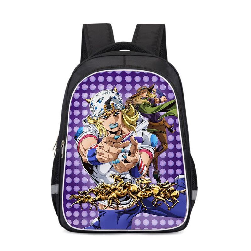 Zaino Scolastico per Bambini JoJo's Bizarre Adventure Borsa Cartoon Anime Ragazzi Ragazze 3-4 Elementare Leggero Ergonomico Tessuto Oxford