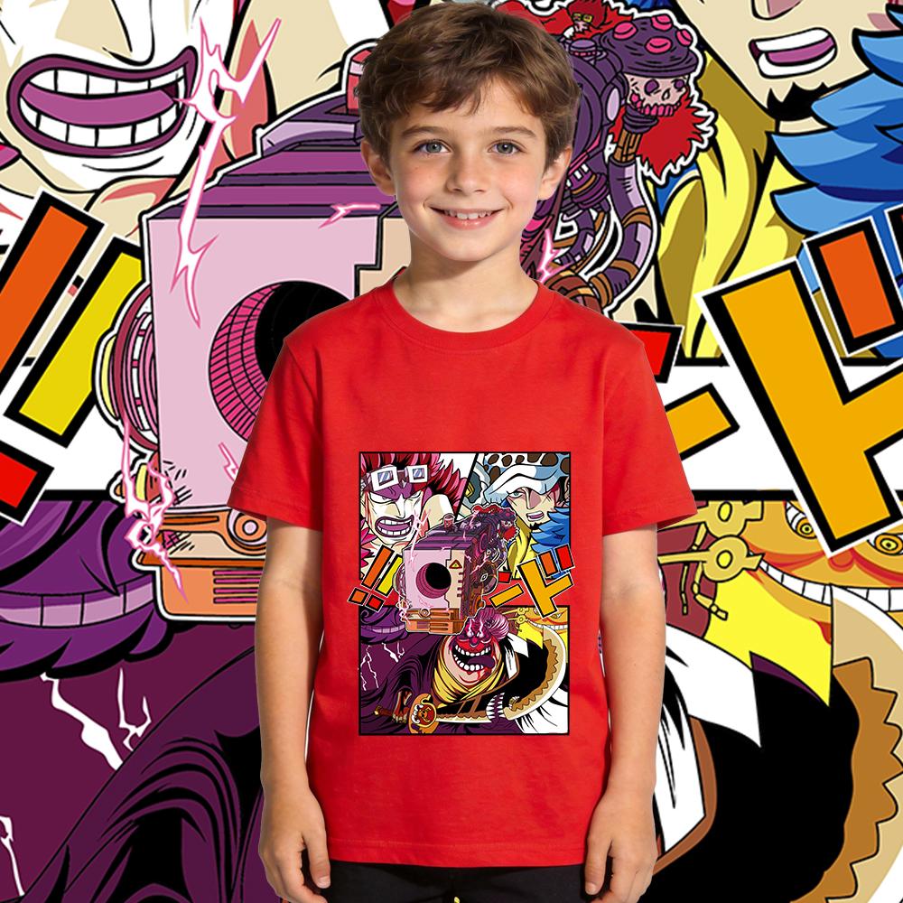 One Piece Big Mom Anime Print Cotton T Shirt for Boys and Girls Casual Summer Short Sleeve Kids Tshirt Top 100