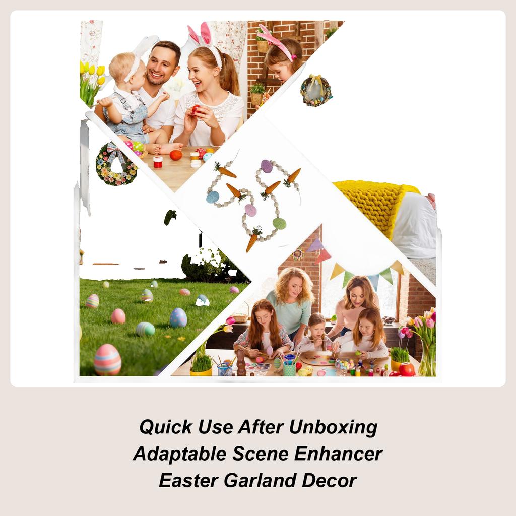 Easter Garland Decor Egg Carrot Rustic Home Decor With Wooden Beads Bunny Easter Garlands For Spring Garden Indoor Holiday Party