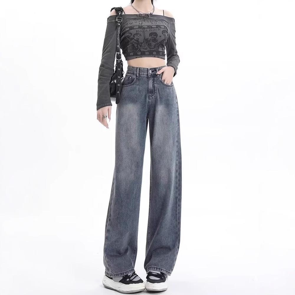 

Retro High Waist Wide Leg Jeans - Slimming Loose Fit for Women M
