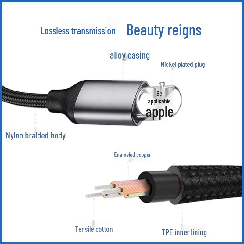 Apple Lightning to 3.5mm Braided Audio Adapter for Enhanced Sound Quality