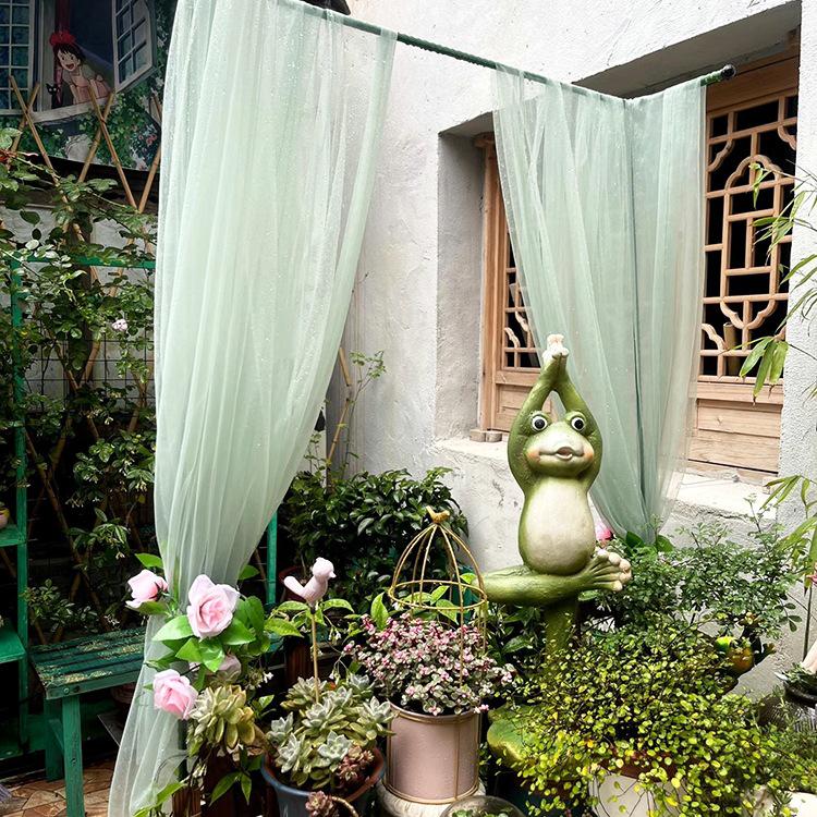 Green Gauze Curtain Gazebo: New Chinese Style Mesh for Outdoor Decor, Kindergarten Design, or Home Environment Arrangement.