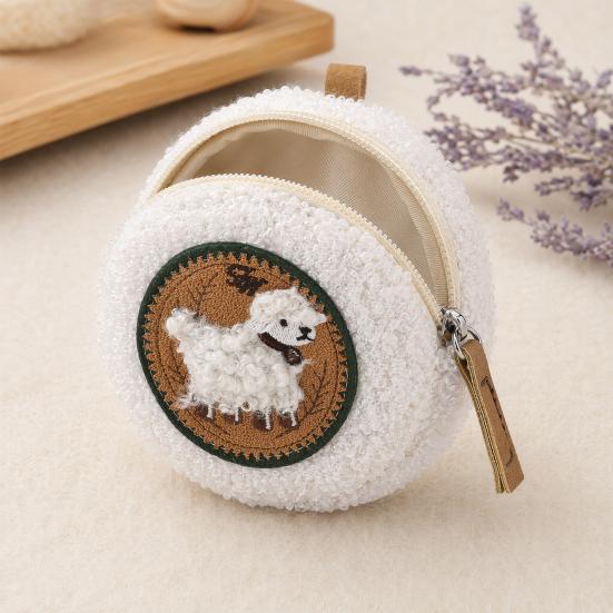 Mini Round Coin Purse Plush Small Pouch Cute Zipper Pouch Compact Change Purse
