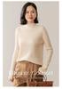Women's Cashmere Knit Sweater: Retro Slim-Fit, Half-High Collar, Versatile Solid Color for Autumn & Winter.