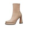 Vintage Women Ankle Boots Fashion Elegant Side Zippers Shoes Autumn Winter Thick Heel Laides Modern Short Booties