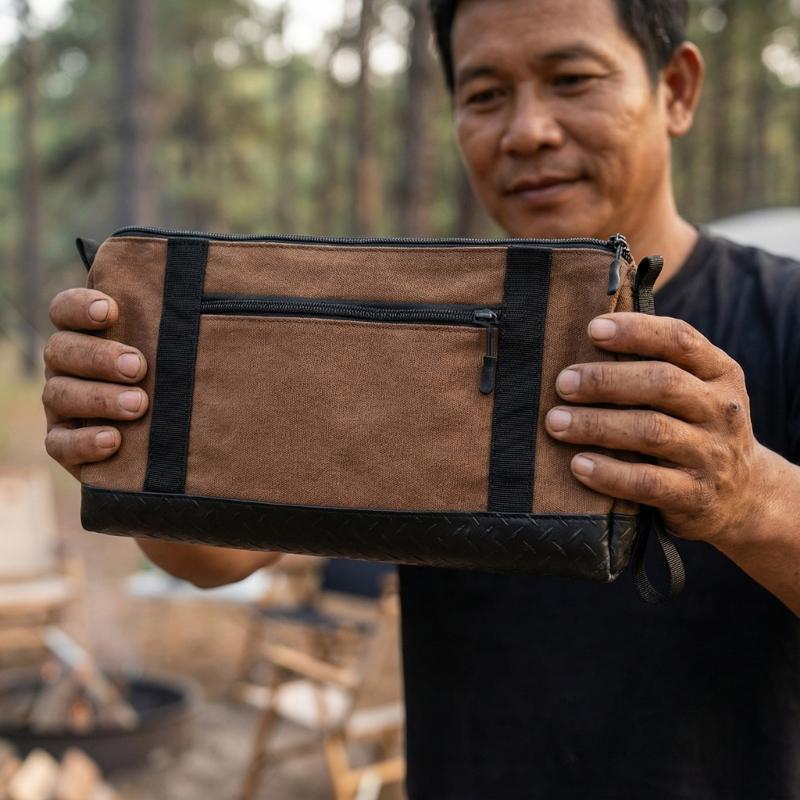 Reinforced Canvas Tool Bag Spacious Organizer Waterproof Tear Resistant Ideal For Electricians Mechanics Hobbyists
