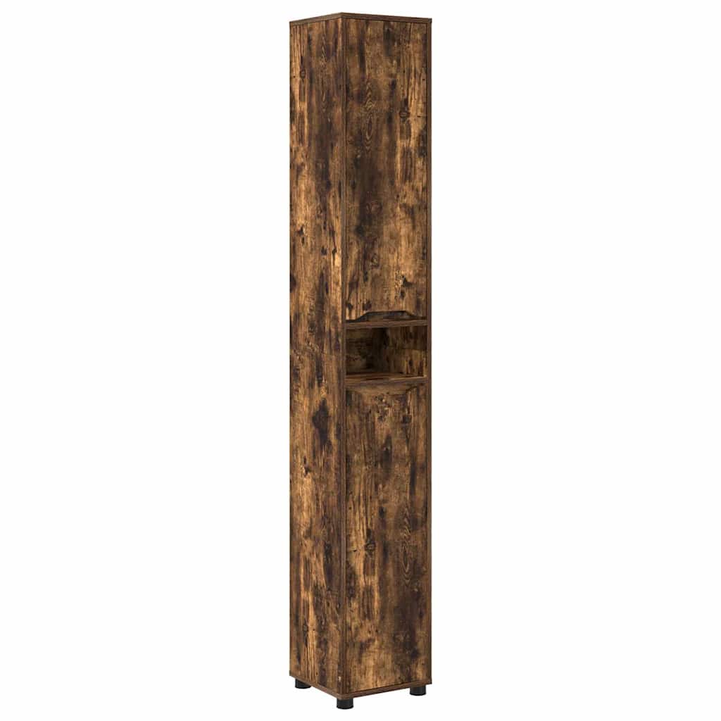 Bathroom Cabinet with Door Smoked Oak 30.5 x 30 x 195 cm