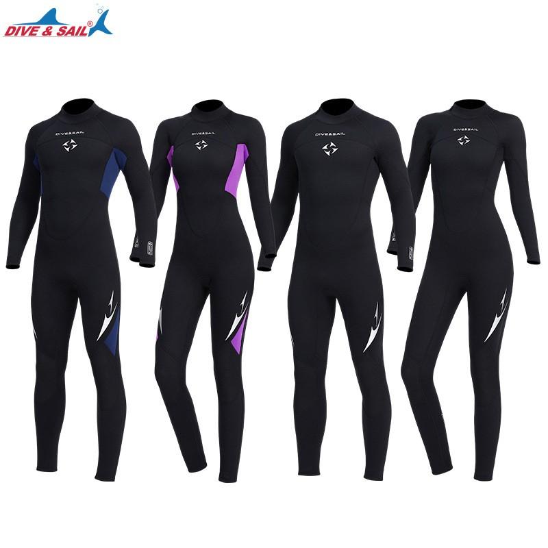 3MM Diving Suit Women's One-piece Long-sleeved Cold-proof Men's Snorkeling Surfing Swimming Warm Wet