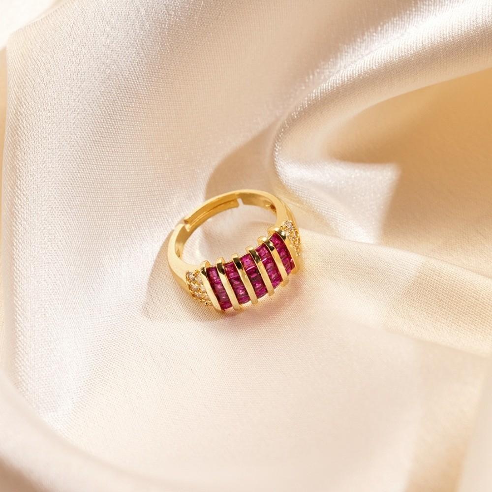 Jewelry Accessories Rhinestone Ring Korean Style Chunky Enamel Ring Zircon Opening Ring  Decoration