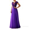 New Spring/Summer Women's Sleeveless Dress V-Neck Sequined Elegant Chiffon Patchwork Evening Gown