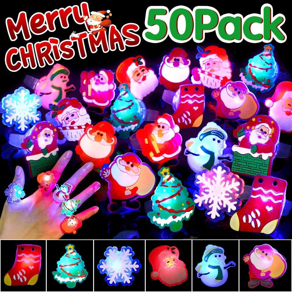 20/50pcs Christmas LED Flashing Rings LED Ring Light Toy, Flashing Ring, Christmas Light Rings, Party Light Up Rings