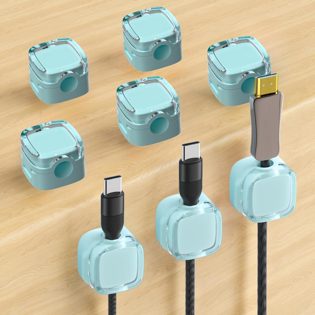 6-Pack Magnetic Cable Clips with Adjustable Adhesive Cord Holders - Strong Magnetic & Adhesive Base,Organize Chargers, Cables, Earphones, Cord Clips