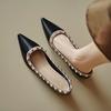 2025 nowe wiosenne i jesienne buty damskie na płasko ze szpicem i francuskim nitem, buty damskie wszechstronne do dojazdów, z płytkim wycięciem i wewnętrznym podwyższeniem