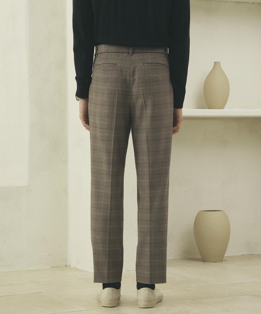 FILLCHIC Belted Double-Pleated Pants (Brown Check)