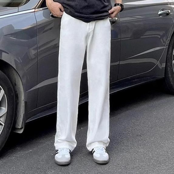 

Чисто Белые Американские Уличные Джинсы Облегающего Кроя, Узкие и Длинные, для Высоких, Свободные, Повседневные и Универсальные XL