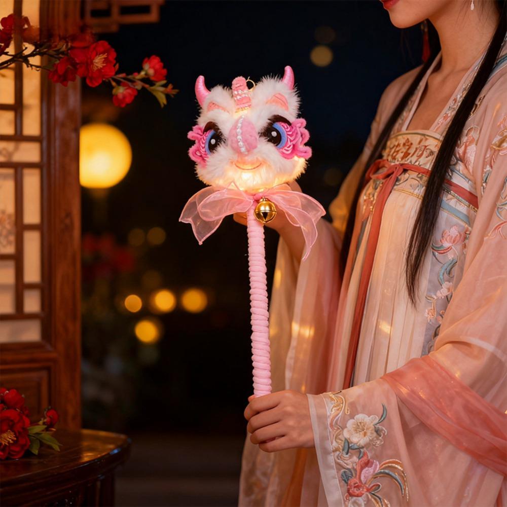 Handmade Handheld Lion Lantern Personality Red Color Glowing Lion Dance Lantern Decoration Hanging Lion Ornaments Purple Color