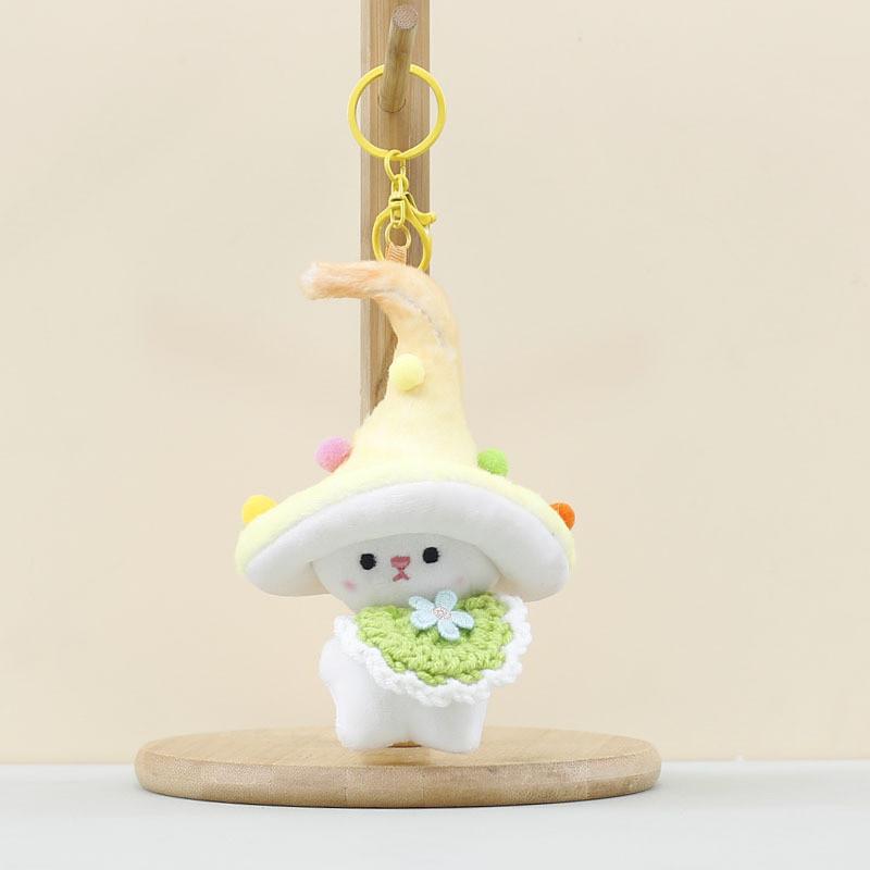 Cute Mushroom Elf Plushie Keychain Pp Cotton Stuffed Soft Toy For Backpack Charm