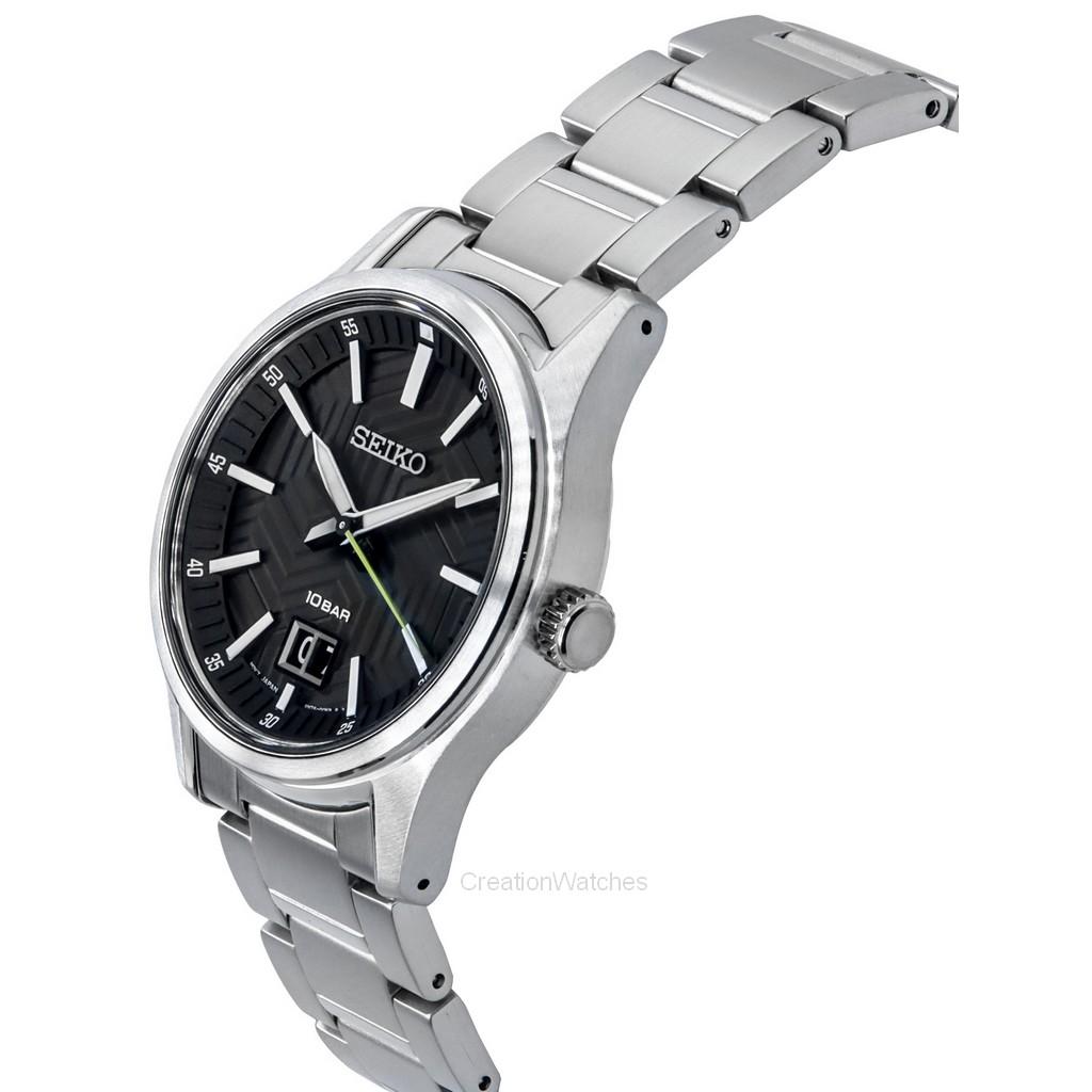 Seiko Analog Stainless Steel Black Dial Quartz SUR535P1 100M Men's Watch